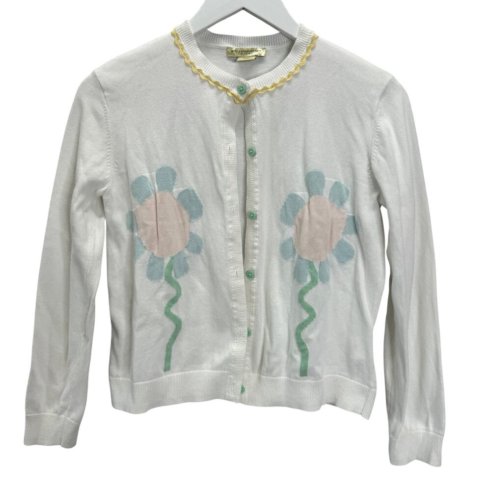 Stella McCartney Kids Sunflower Cardigan Sweater Size 12 Y White Button